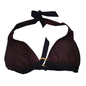 Women's Halter Swim Systems Black Maroon Bikini Top Size Medium NWOT #3226